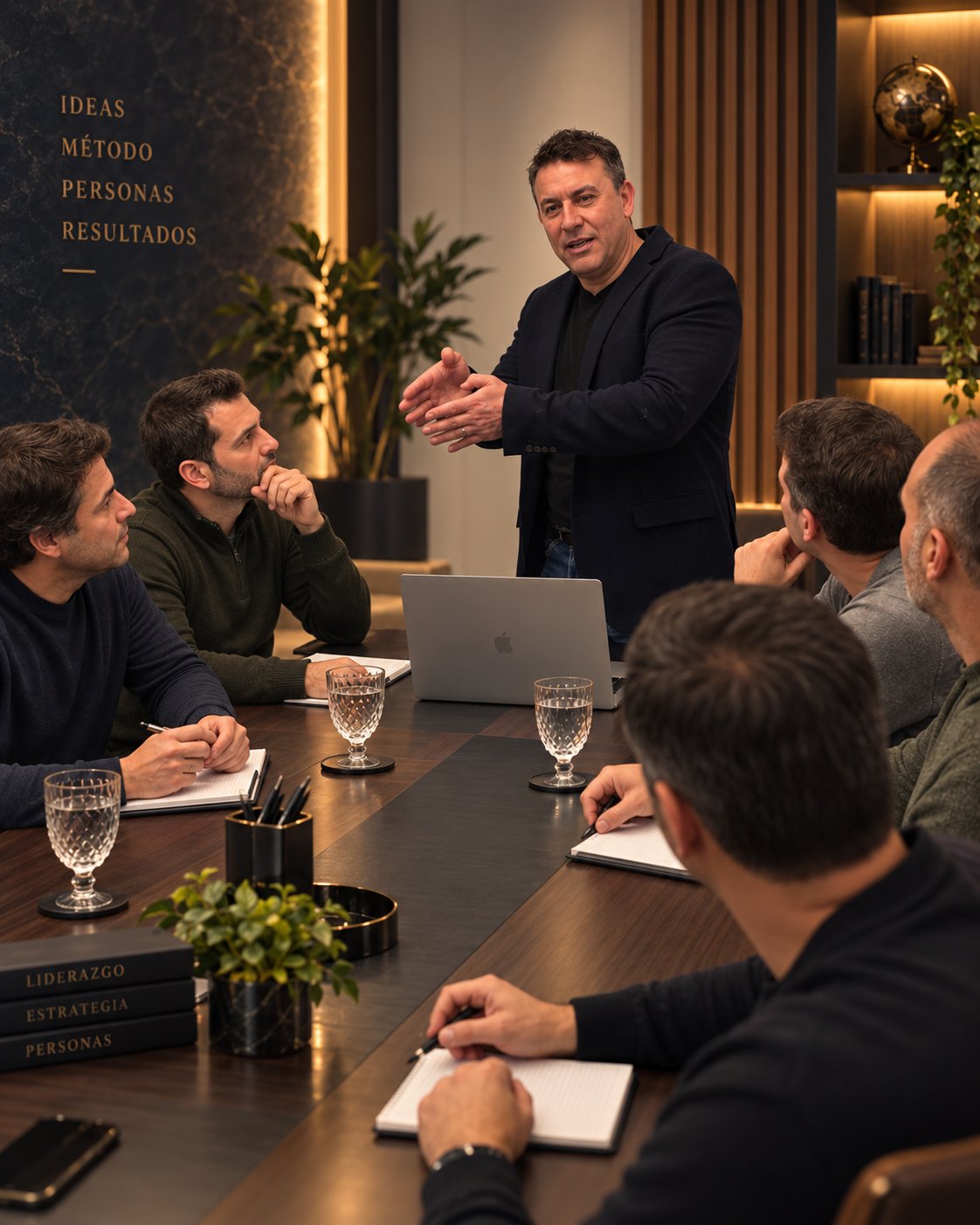 Gastón Aldave liderando un encuentro de equipo